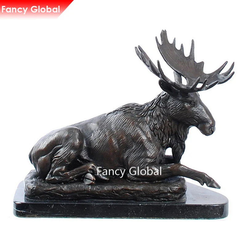Outdoor Modern Garden Animal Custom Life Size Metal Bronze Elk Statue Moose Sculpture