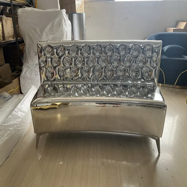 Leather Tufted Curve Sofa Set Living Room Sofa Style Shiny Silver New Arrival Fashion Restaurant Hotel Home Home Furniture 1 Set
