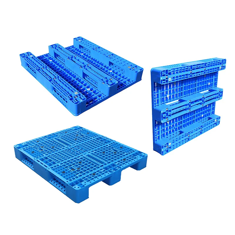 Промышленные Четырехсторонние прочные большие стальные армированные евро двусторонние штабелируемые пластиковые поддоны для складирования на складе