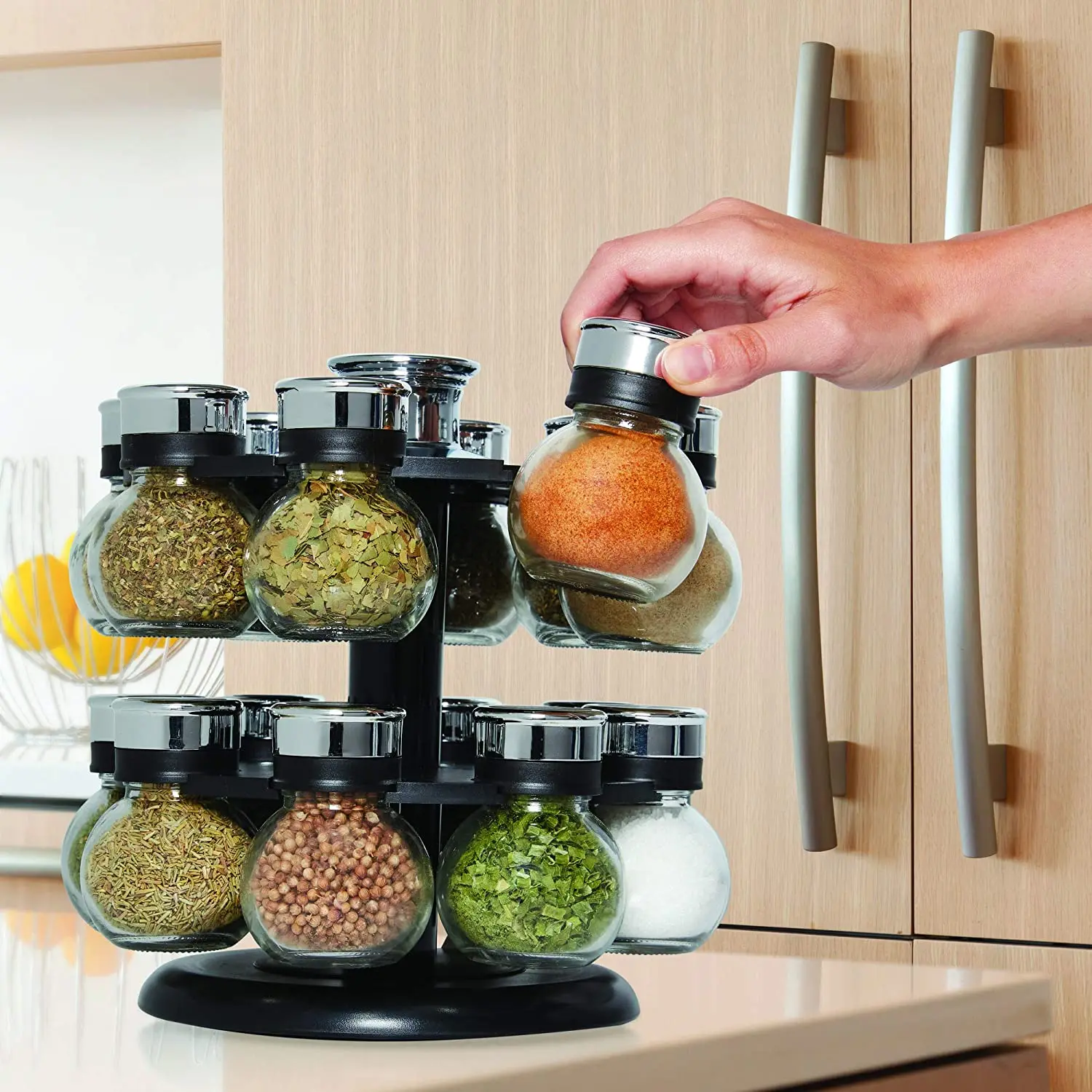 Glass Spice Jars with 12 bottles Complete Set 100ml Empty Bottles with Pour Sift Airtight lid Spice Rack Stand holder