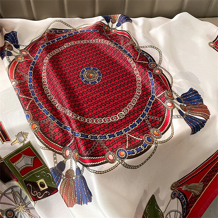 Attractive Checked Classic Hijab Imitated Cappa Miracle Floral Elegant Luxury Silk Scarves prints