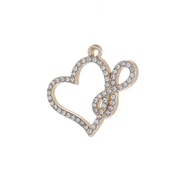 
Factory custom crystal diamond heart shape charms zinc alloy heart pendant for making necklace/bracelet 
