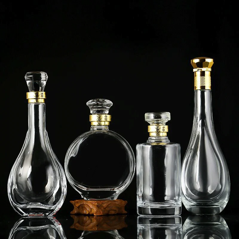 500ml 16OZ Empty Clear Round Vodka Tequila Brandy Whisky Liquor Glass Bottle