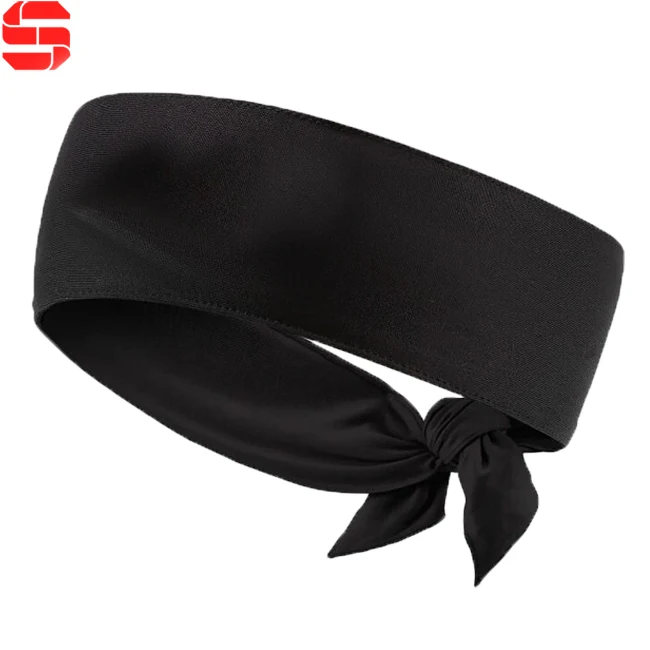 Wholesale Tennis Sweatband Tie Back Headbands Long Basketball Volleyball Head Wrap Quickly Dry Fit Head Ties with custom logo