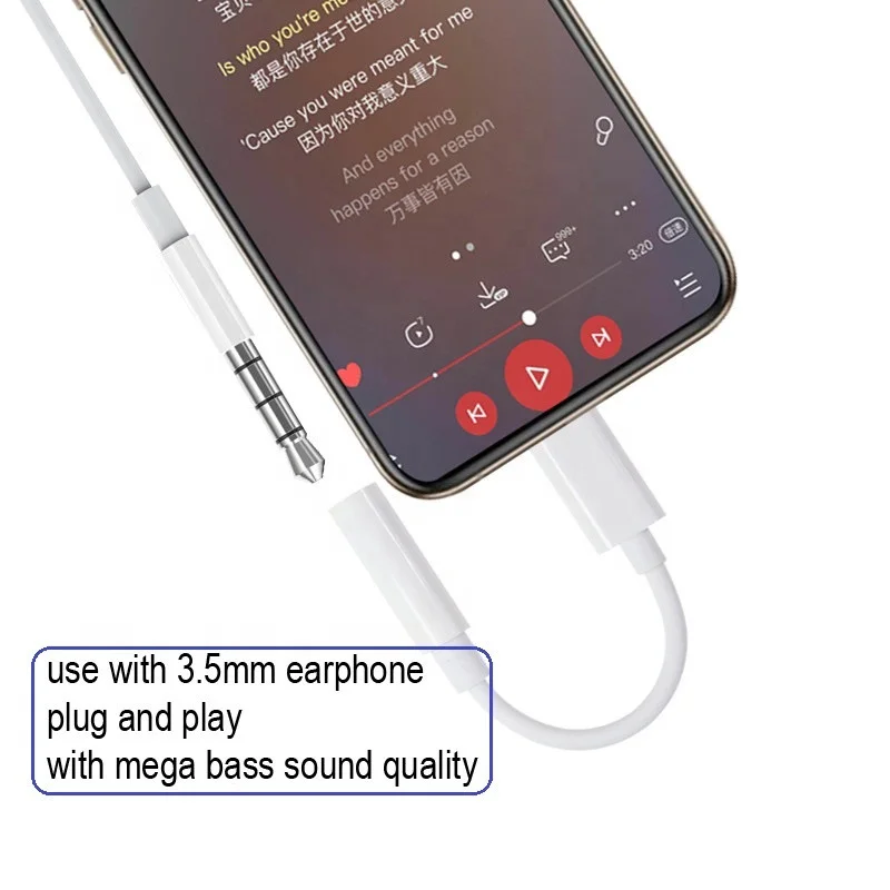 For iPhone Lighting to 3.5mm Headphone Jack Audio Cable Converter Adapter Aux Music For iPhone 7 8 Plus  XR Headphone Splitter