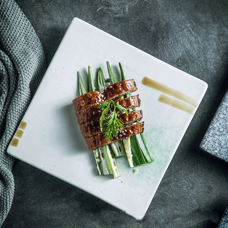 Japanese Restaurant Square Porcelain Platters Serving Tray Japanese Ceramic Sashimi Plate Sushi Plate