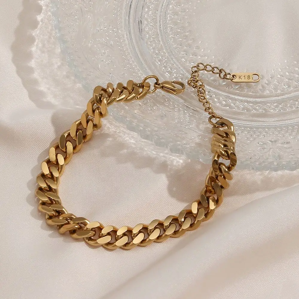 Non Tarnish Gold Plated 316L Stainless Steel Anklets For Women Cuban Link Anklet Bracelets 18K Gold Jewelry