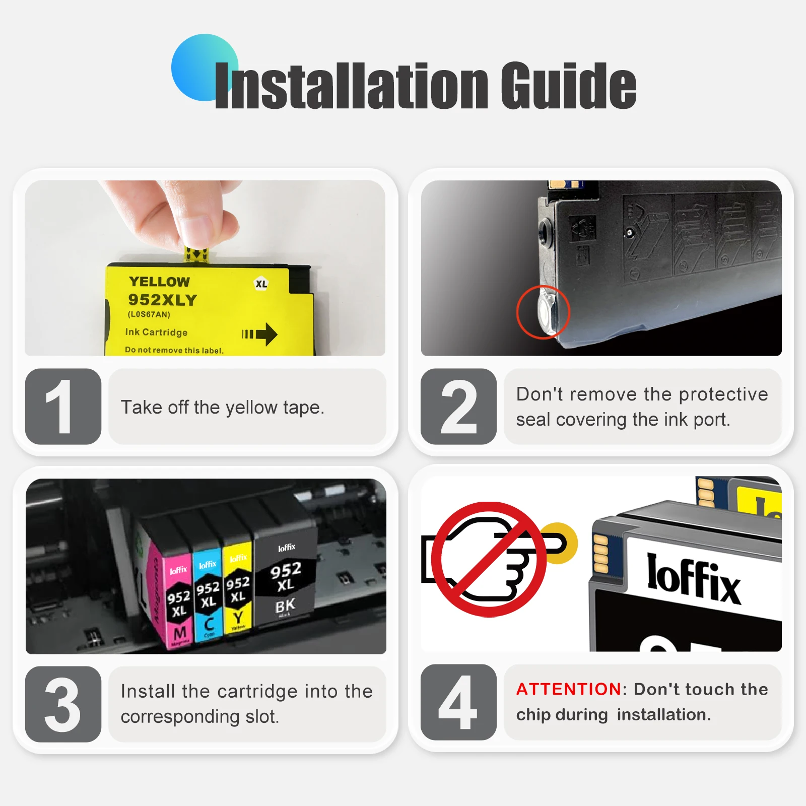 High Quality 952XL Ink Cartridges  for HP 952XL Combo Pack Replacement Printer (4 Pack) Compatible for HP Ink Cartridges