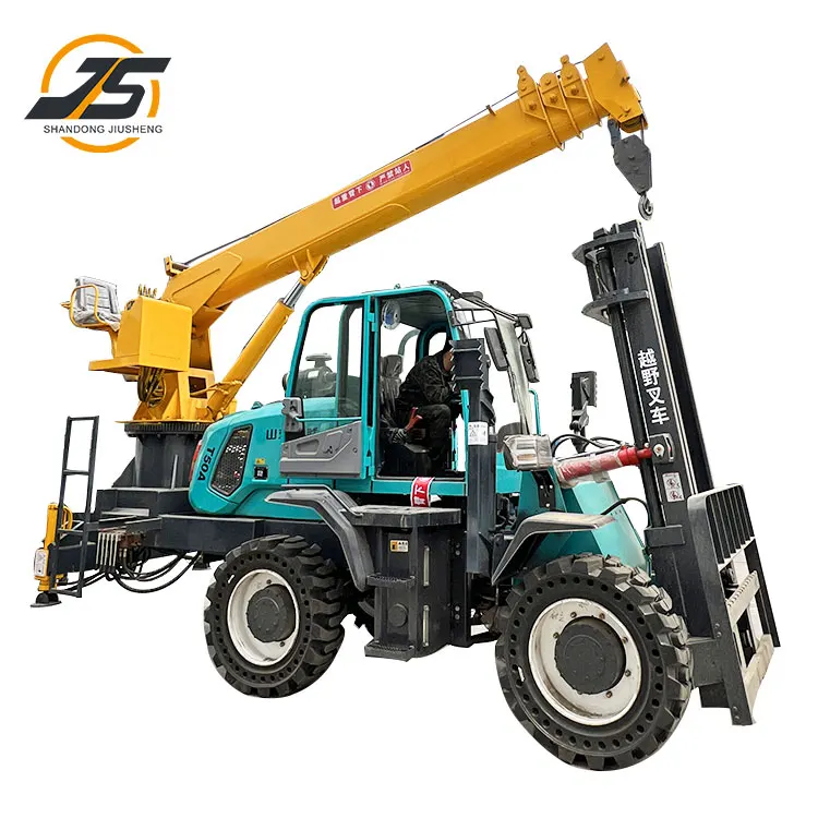 Fully hydraulic hinged lifting and unloading forklift with truck crane