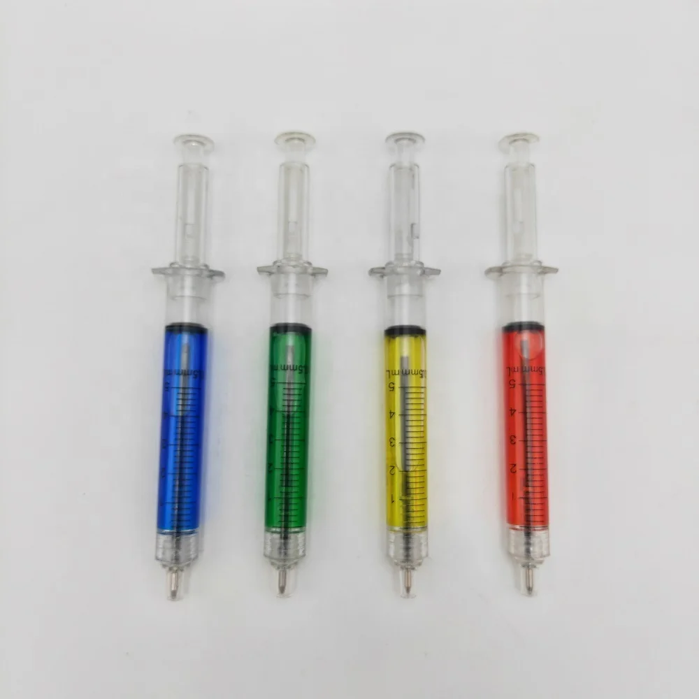 Novelty Retractable Jumbo plastic big syringe ballpoint pen injection custom LOGO