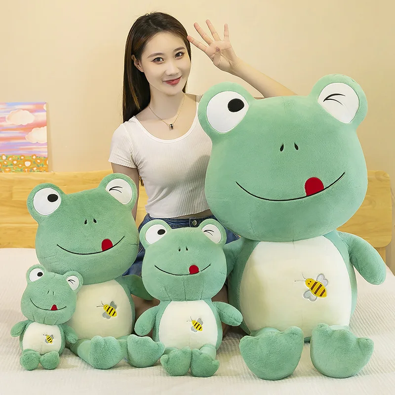 Factory Wholesale Good Quality Fluffy Cute Cartoon Stuffed Frog Plush Animal Toys for Sale