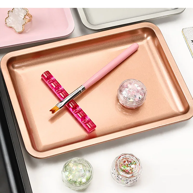 Stainless Steel Manicure Tray Nails Art Tools Other Nail Supplies Cosmetic Storage Metal Nail Art Jewelry Tray