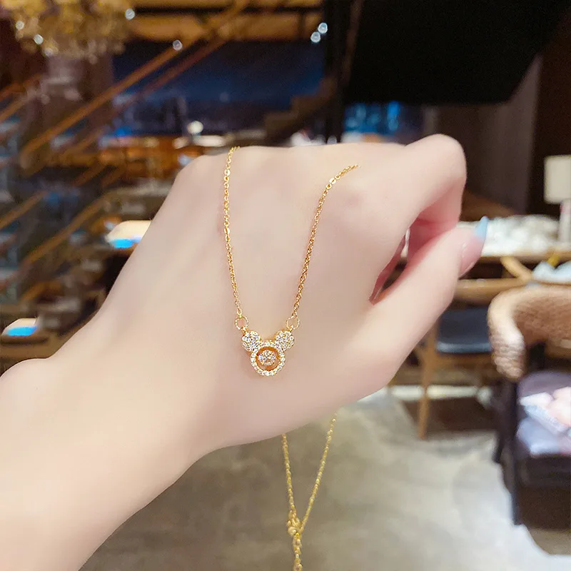 18K Gold Plated Stainless Steel Clavicle Chain Necklace Micro Zircon Charm Necklace For Women Collar De Acero Inoxidable Jewelry