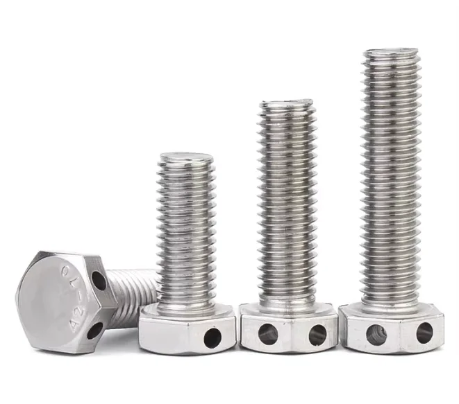 China Hot selling 304 stainless steel Head with hole   hexagonal bolts