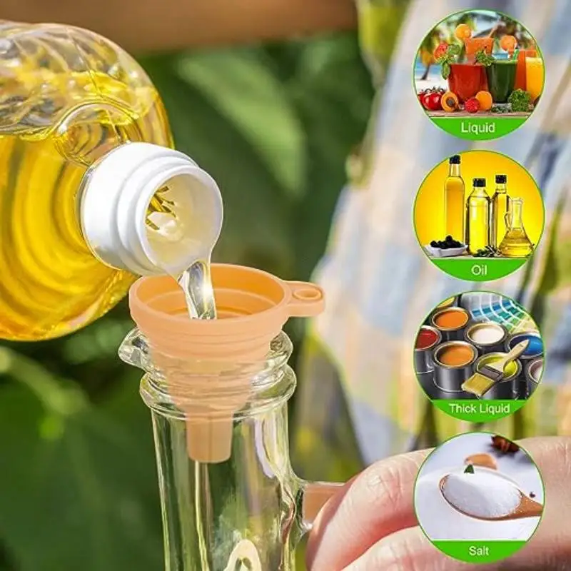 High Quality Silicone Foldable Funnel Soft Kitchen Utensils For Oil,Salt Bottle