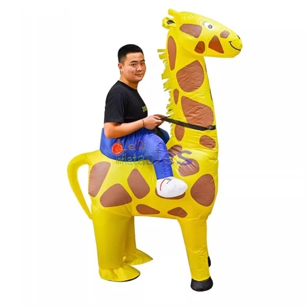 Unisex Animal Suits Inflatable Giraffe Mascot Costume Cosplay Cartoon For Adults Halloween Party Fancy Dress