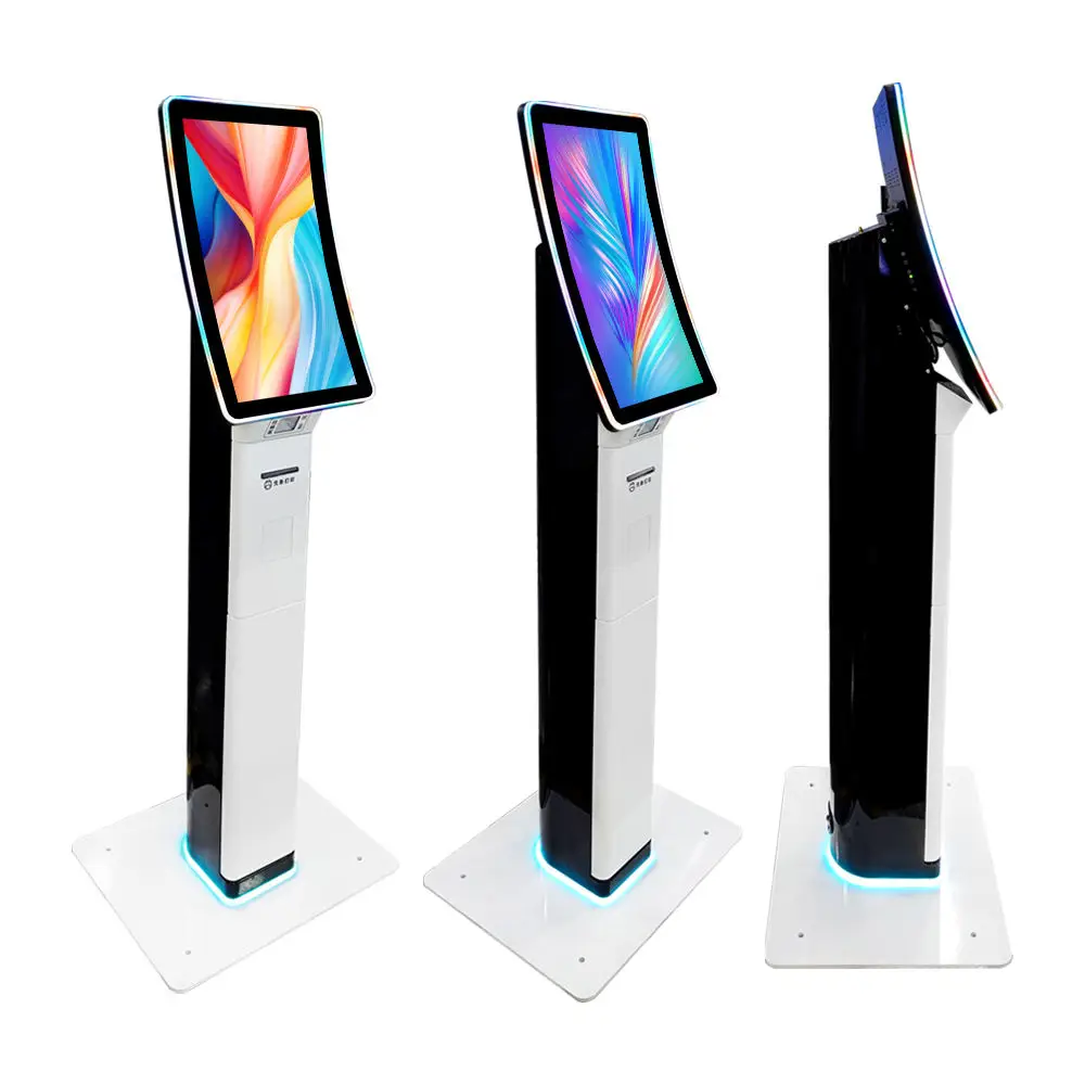 Wintouch 23 6 дюймов изогнутый сенсорный киоск с боковым держателем для принтера 32 изогнутая вертикальная подставка android самостоятельного заказа