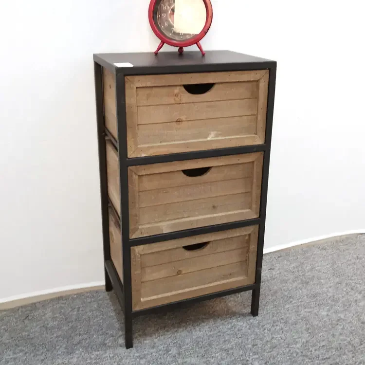 INNOVA HOME vintage furniture antique industrial small metal wooden vertic storage drawers cabinet