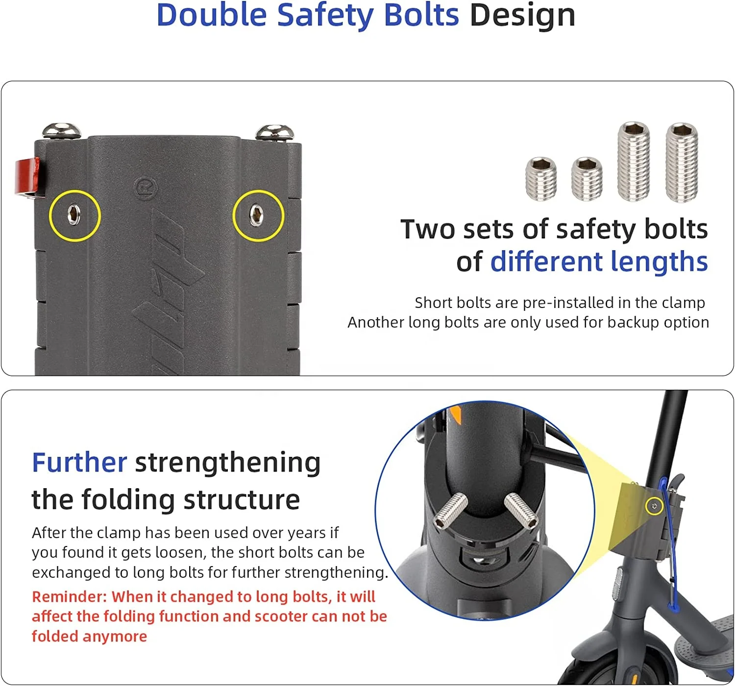 Ulip Electric Scooters Folding Fixings Aluminum Rod Clamp for Xiaomi M365 Pro Pro2 1S MI3 Lite And Ninebot F20 F25 F30 F40 Parts