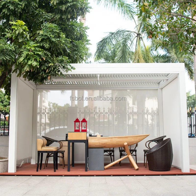New Model Heavy Duty Customize Waterproof Shutter Aluminium Pergola Garden Space Outdoor 3x4 White Louvered Gazebo Pavilion