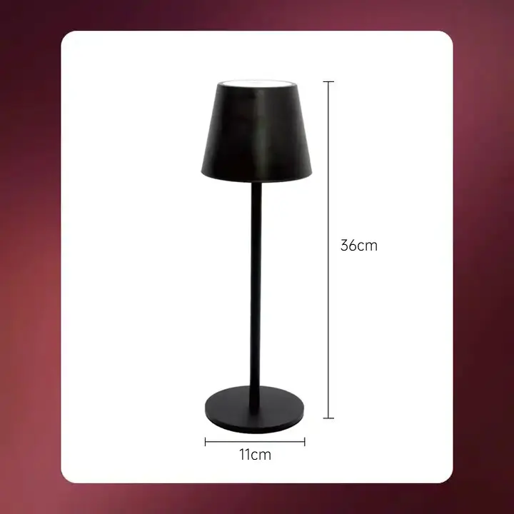 Metal desk lamp with round bottom, square bottom, circular cordless high foot lamp, bar, dining bar, bedroom, minimalist