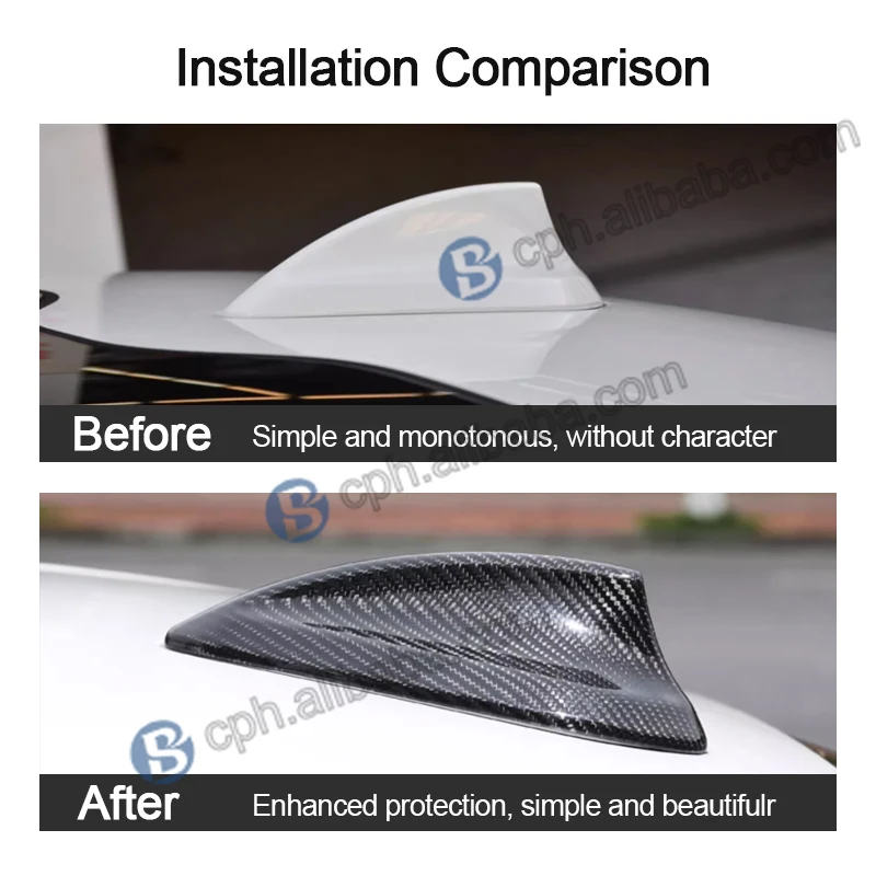 Car Replacement Black Carbon Fiber Shark Fin Antenna Cover For BMW 3 Series E90 M3