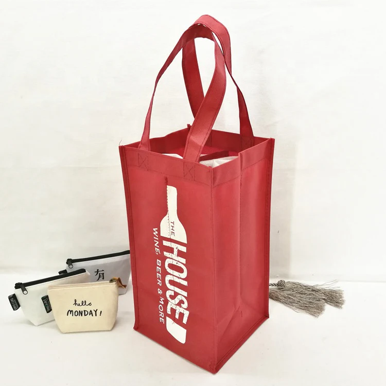 Custom Logo Reusable Non Woven Wine Bags 6 Bottle