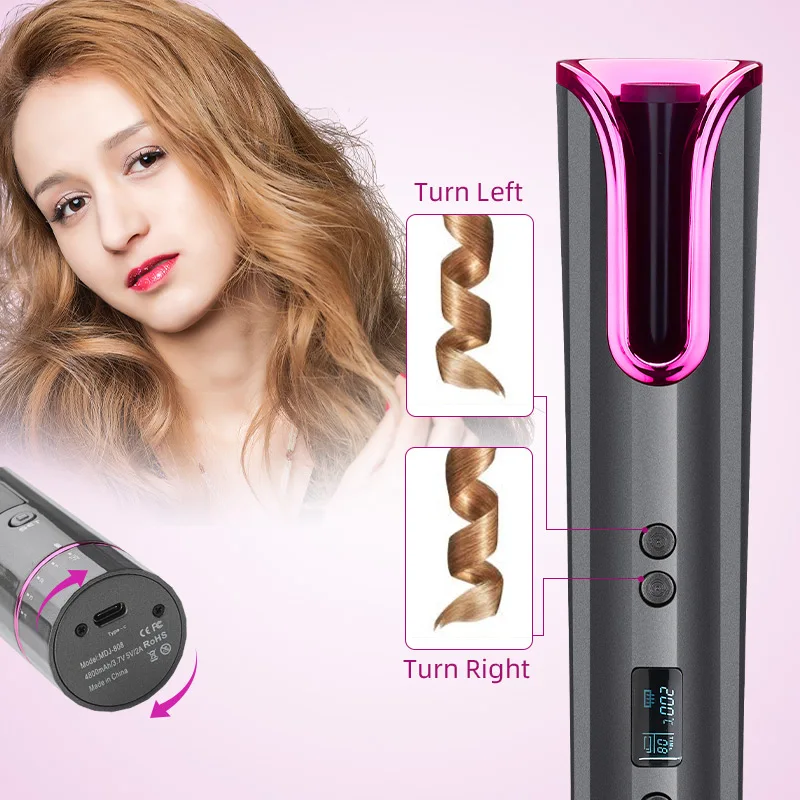  Professional Ceramic Cordless Automatic hair Curling Iron USB Charge Wireless Hair
