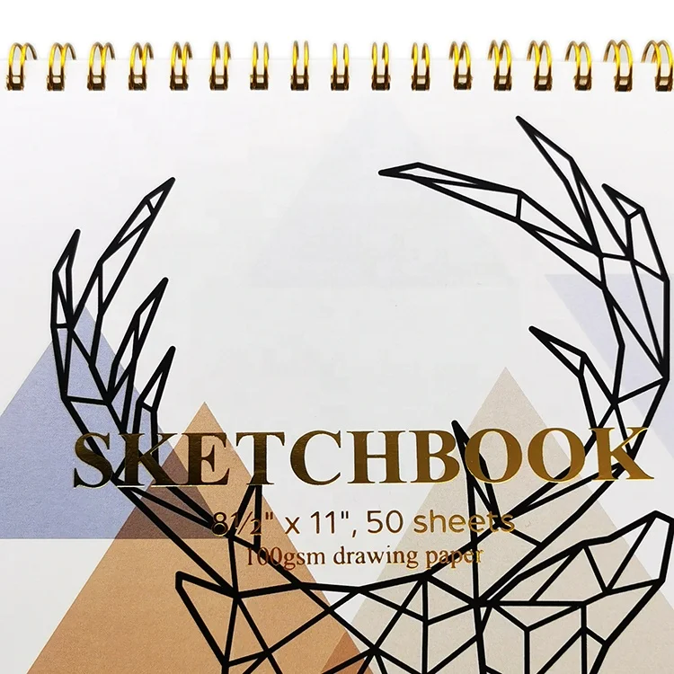 Factory custom design blank 50 sheets sketchbook A3 A4 A5 spiral drawing art sketch book