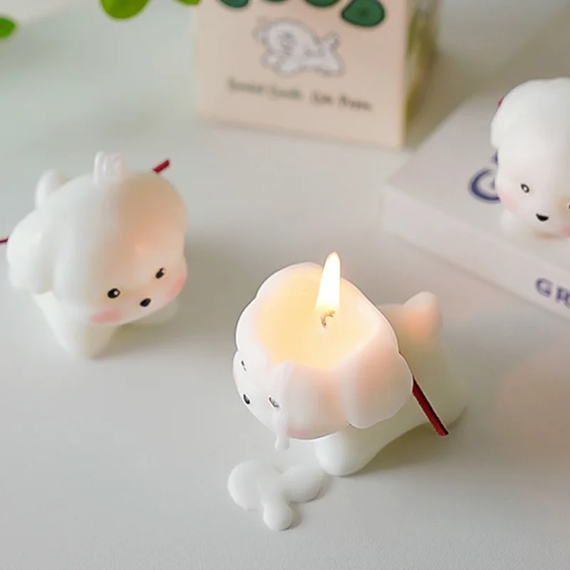 DGC Dog Shaped Scented Candle te Puppy Animal Aroma Soy Wax Decorative Novelty Candle for Table Photo Prop Birthday Gift