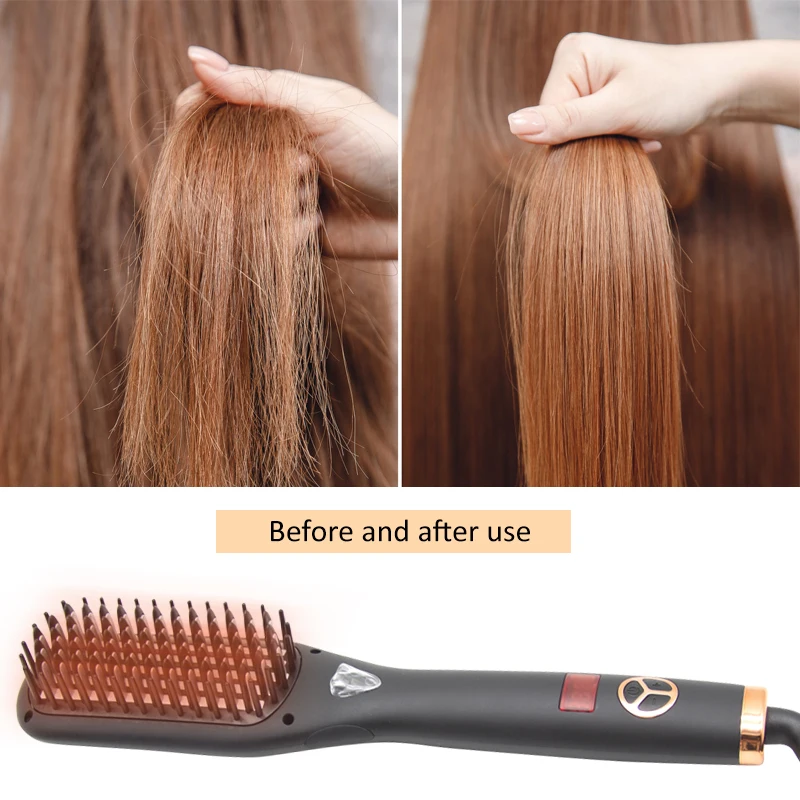 Wholesale Price Portable PTC Heated Electric Anti-scalding One Step Hair Straightening Curling Hair Straightener Comb
