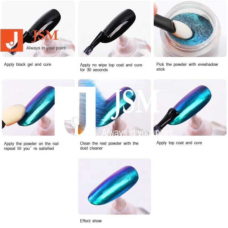 Salon 1 Box Chameleon Dip Powder Shining Holographic Mirror Nail Art Pigment Glitters DecorationsNatural Dry Dipping Dust