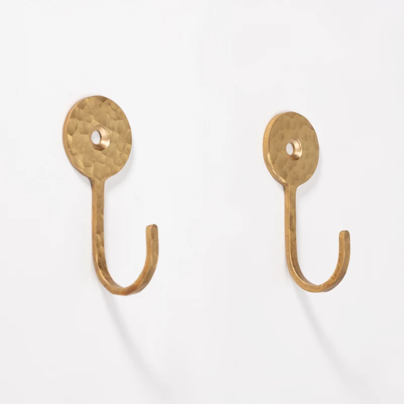 Hammered Minimal J Hook Brass cloth coat wall J shape Key Bag hooks hangers steel Metal kitchen Decorative wall hook handmade