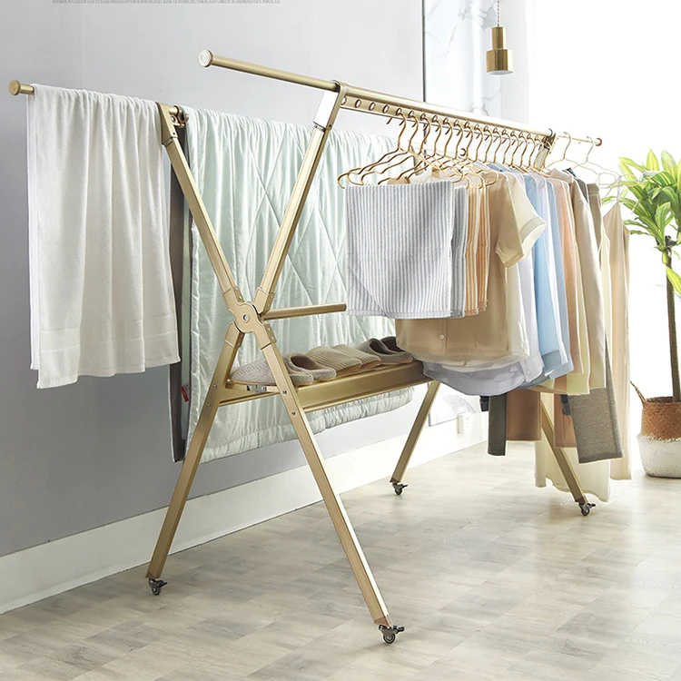 Factory Direct Selling Aluminum Stand Folding Clothes Hanger Rack
