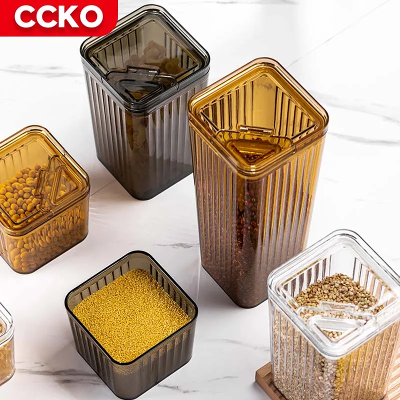 White Green 0.7L Airtight Plastic Food Storage Containers Set With Lids Snacks Cookies Nuts Grains Sugar Tea Sealed Storage Jars