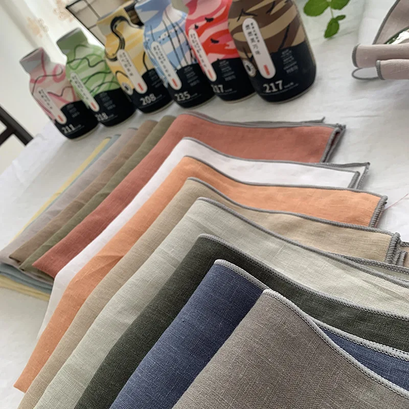 2022 Pure Color Linen Napkins Washed Linen Napkins Multi-Color Can Be Customization