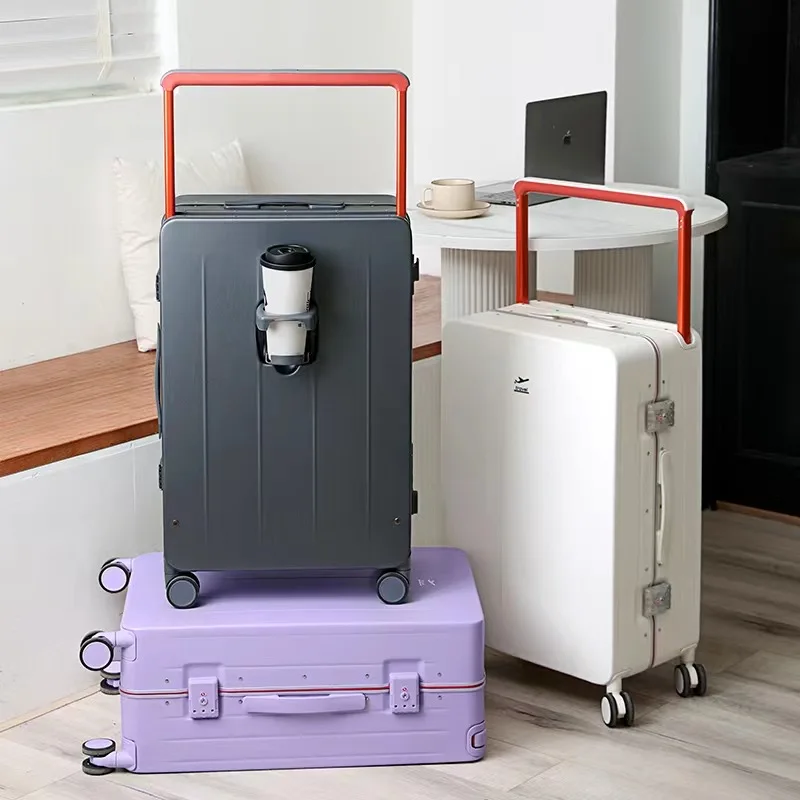 Travel Suitcase PC Carry on Wide Trolley Aluminum Multi-functions New Design Business Suitcase Luggage
