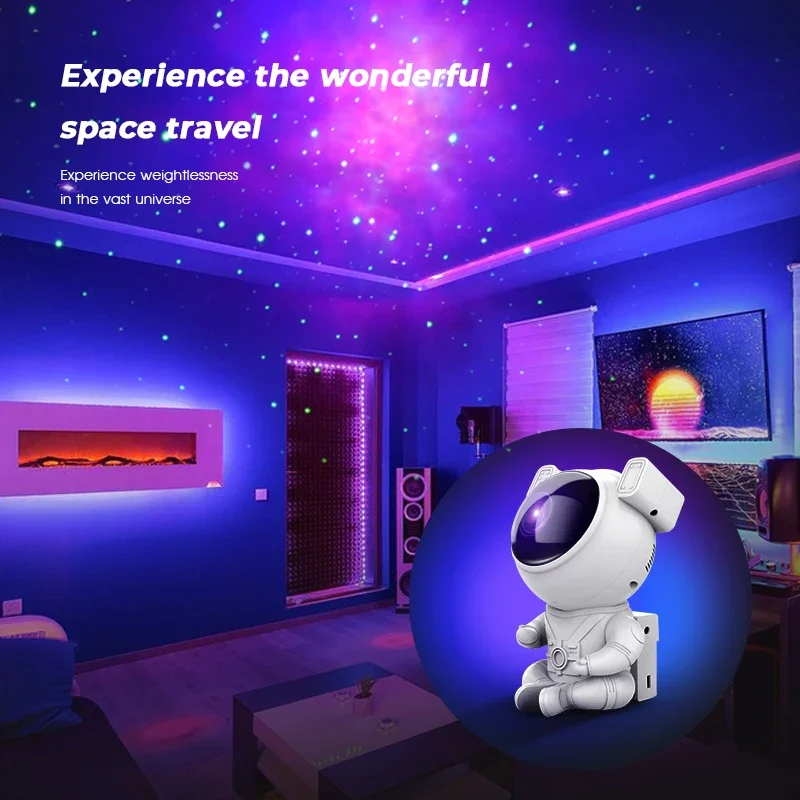 Smart Astronaut Galaxy Projection Light Small Starry Sky Projector Lamp Remote Control ABS PC RoHS Certified Residential Use