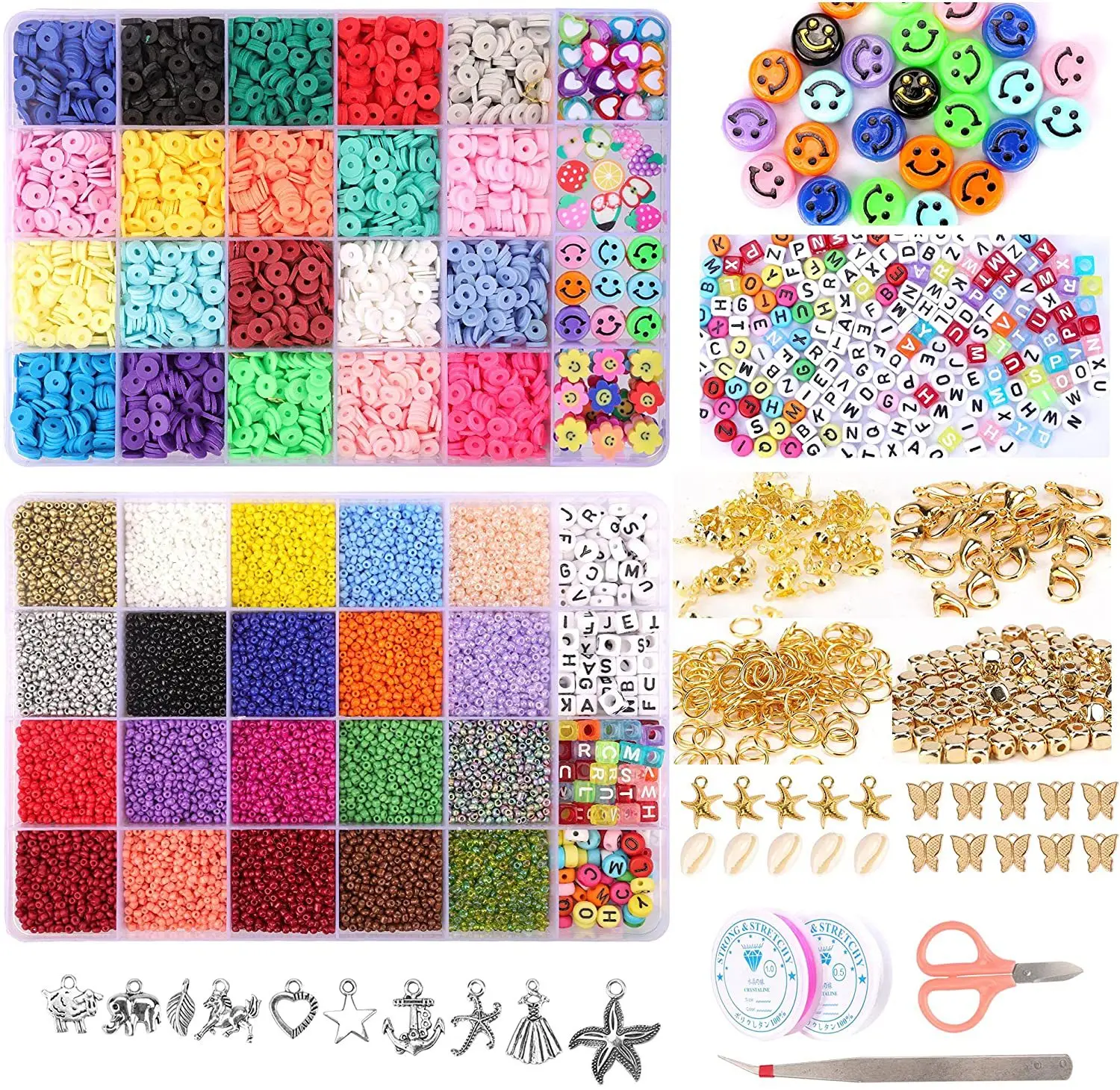 Hot selling Fashion Charm Crystal glass seed bead and polymer clay bead various color DIY bead kit for girls