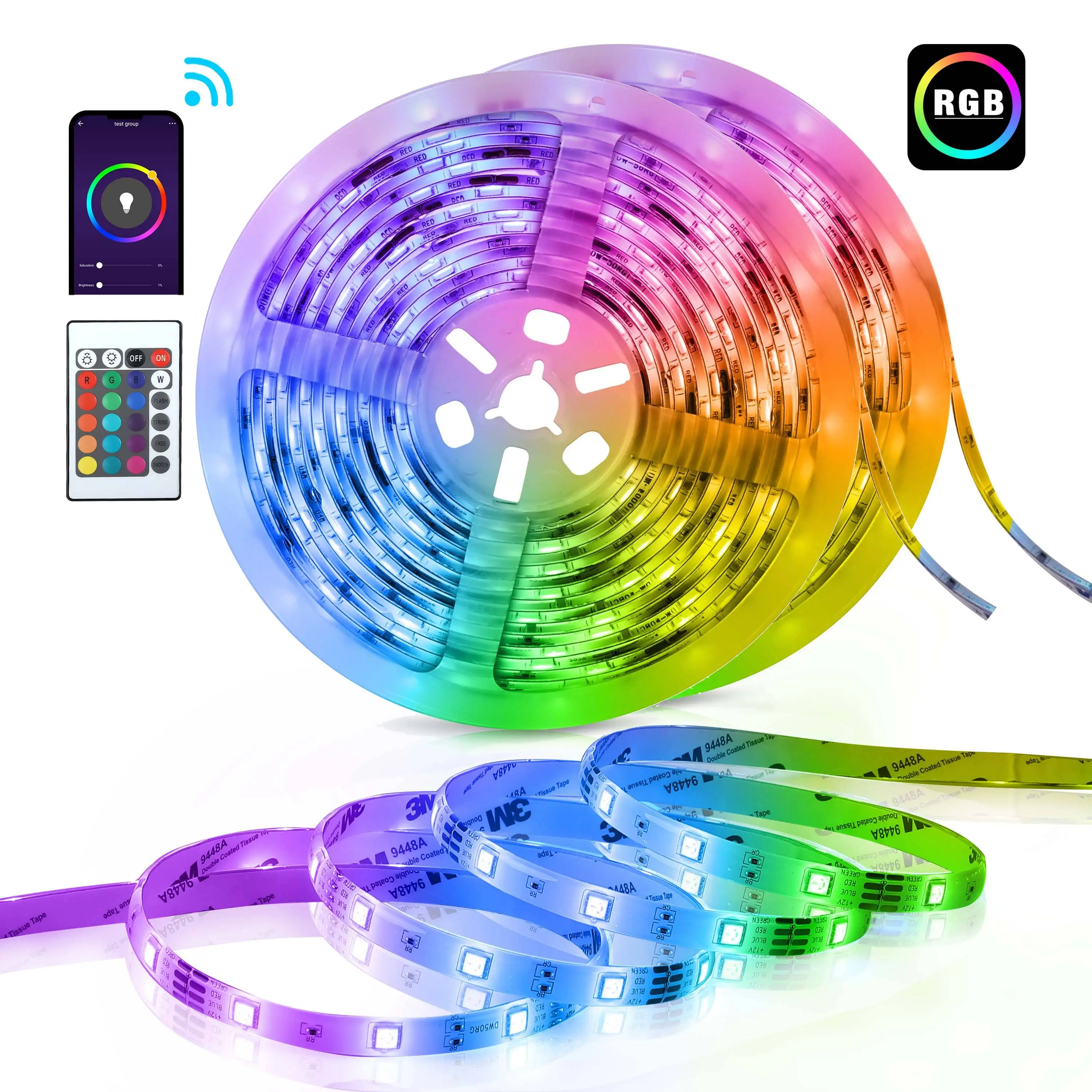 Factory Price 5/10m Rbg Color Changing Light Bright 5050 Smart Smd Flexible Led Neon Strip Light Tuya App smart led strip