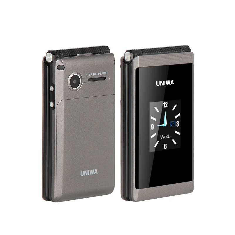 Телефон-раскладушка UNIWA X28 2 8/1 77 дюйма с двумя экранами и кнопкой