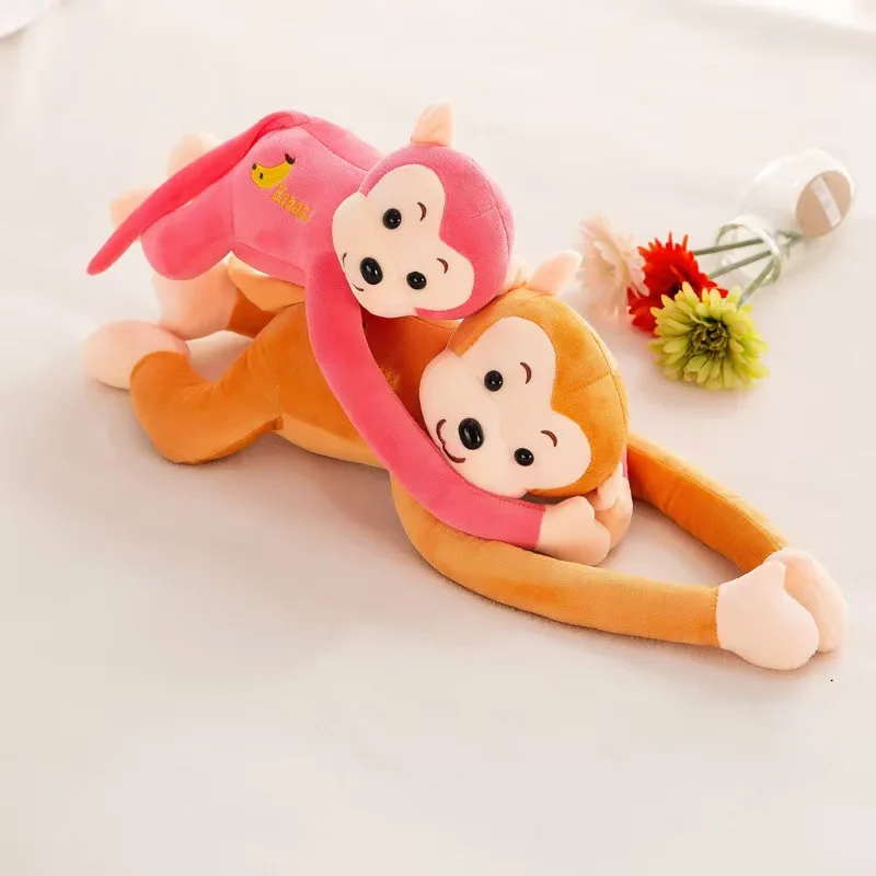 Wholesale In Stock 45/55/65cm Long Arm Monkey Plush Toy Hanging Monkey Lovely Button Monkey Soft Plush Kids Toys Gift