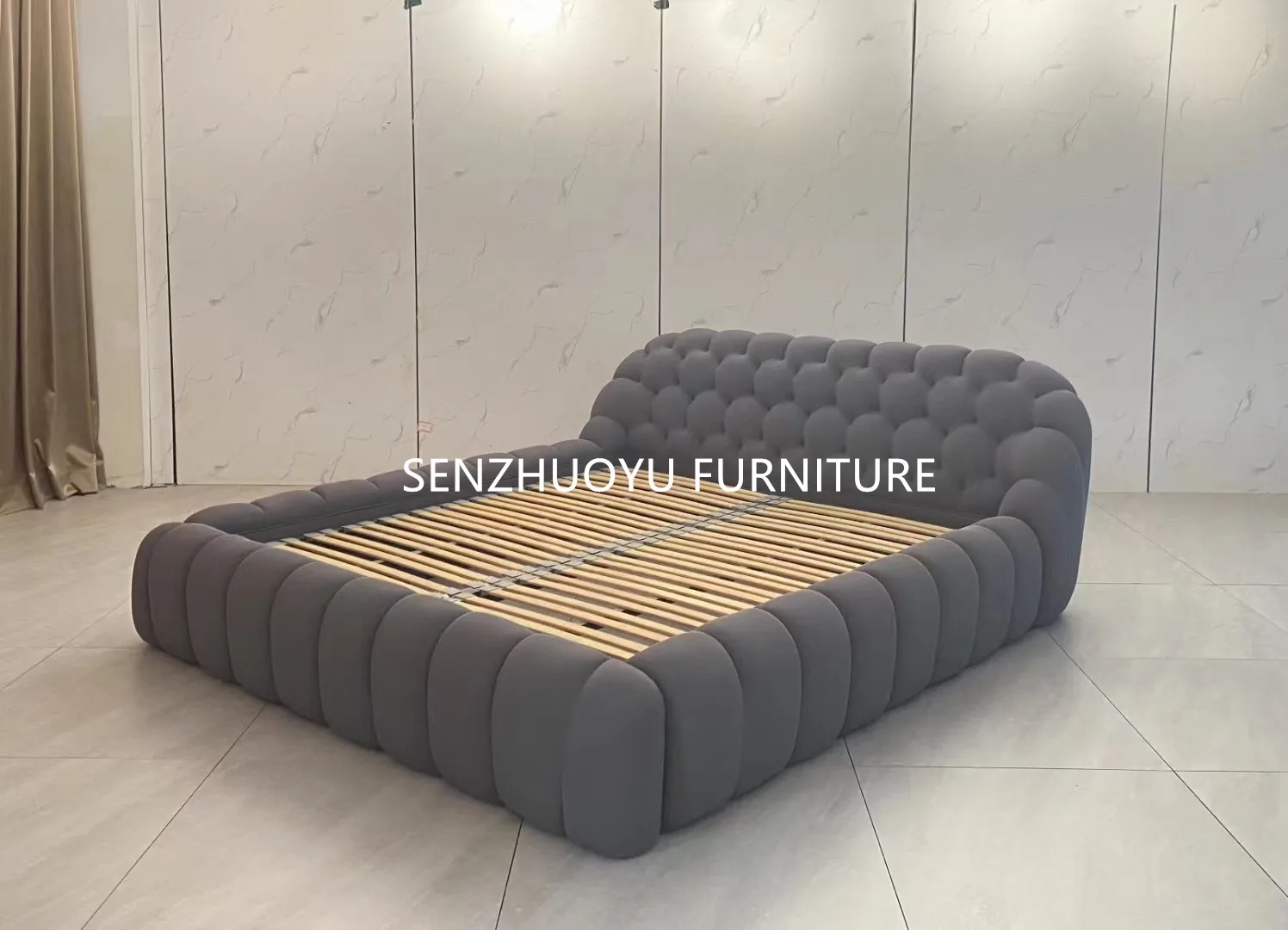 New arrival foshan modern design fabric bed bubble double bed
