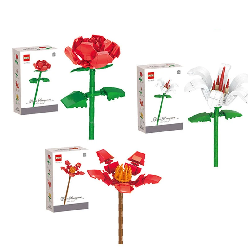 Educational DIY 3.6mm Mini Small Particle Bricks Building Block Toys Flower Story 8 pieces/box