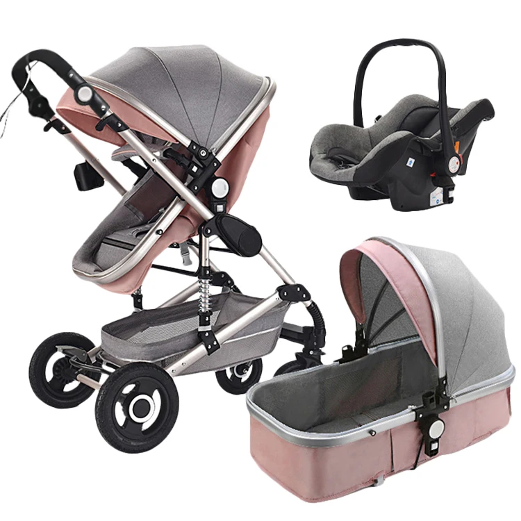 Wholesale best aluminium stock baby stroller Passeggino 3 In 1 baby buggy luxury baby stroller