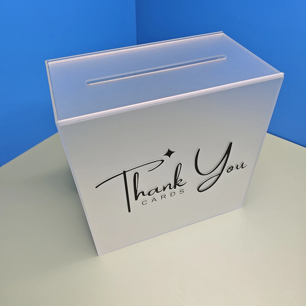 Custom White Clear Wedding Acrylic Thank you Card Box Wedding Innivation Storage Acrylic Frosted Card Box