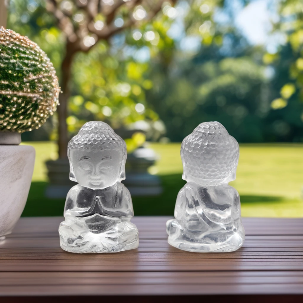 2 inch Hand Carved Natural Clear Quartz Crystal Mini Buddha Statue For Home Decoration