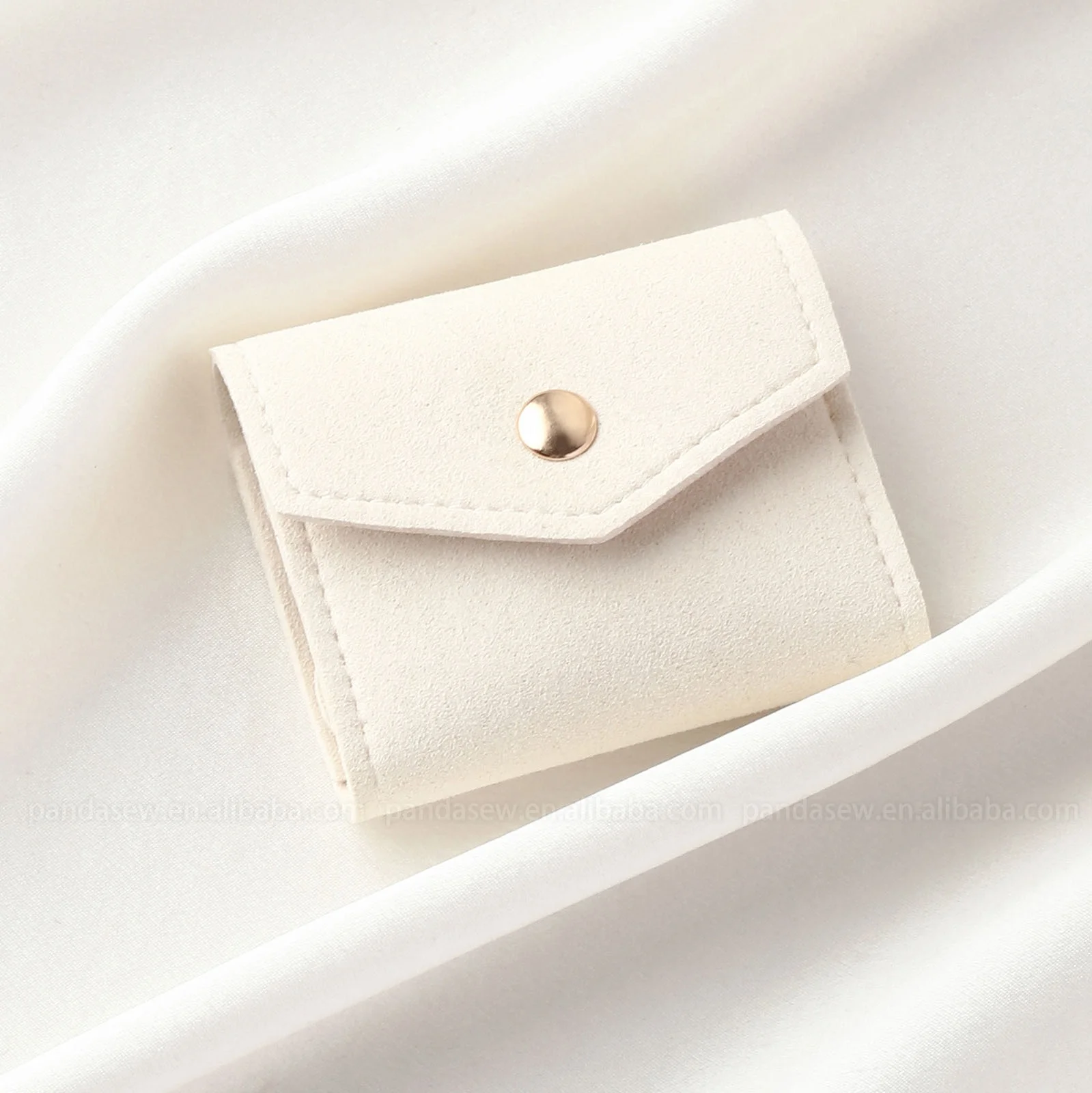 PandaSew Custom Logo Premium 1.4mm Microfiber Jewelry Organizer Travel Carrying Roll Bag Jewelry Pouch