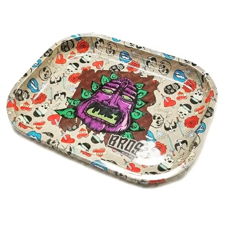 Custom Printed Smoking Tin Trays Wholesale Metal Tobacco Tin Rollers for Accessories