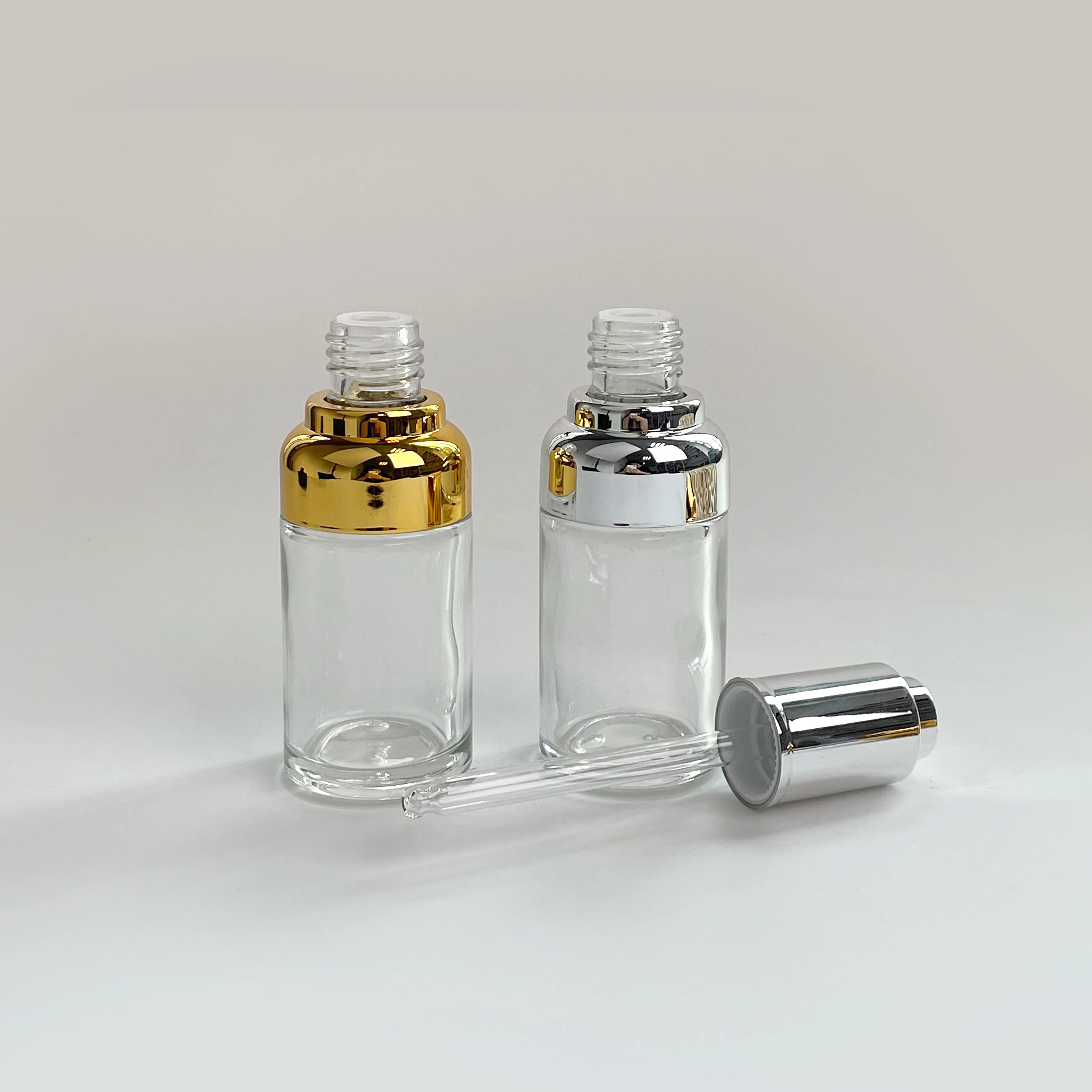 Luxury Push Button Top Glass Dropper Bottle 30Ml 50Ml 100Ml Essential Oil Serum Bottle with Dropper
